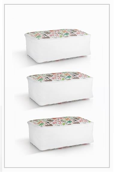 Vedsey Home Organizer3'lü Set Baza Altı Düzenleyici Küçük Boy Hurç Sevimli Hayvan Desenli 50x25x20 Cm