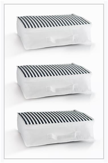 Vedsey Home Organizer3'lü Set Düzenleyici Yorgan Hurcu Lacivert Çizgili 53x44x20