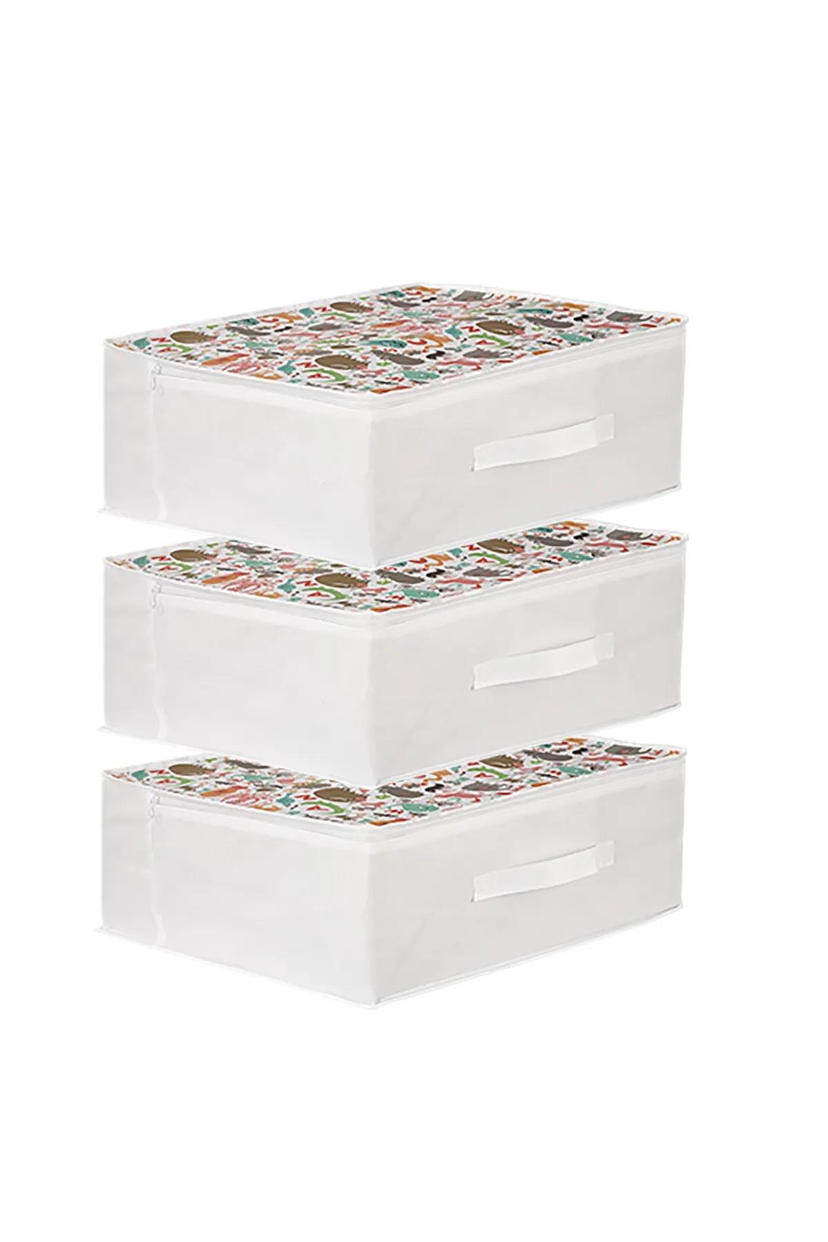 Vedsey3'lü Set 53x44x21 Cm Baza Altı & Dolap İçi Organizer, Yorgan Düzenleyici Çocuk Hurç Sevimli Desenli
