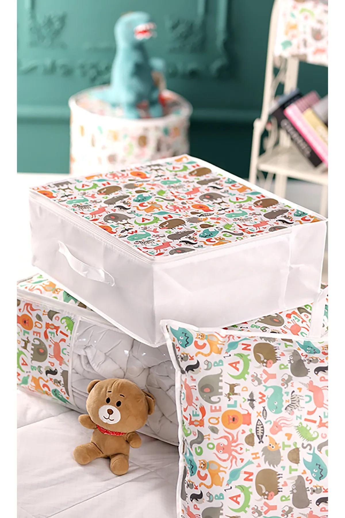 Vedsey53 x 44 x 21 Cm Baza Altı & Dolap İçi Organizer, Yorgan Düzenleyici Çocuk Hurç Sevimli Desenli