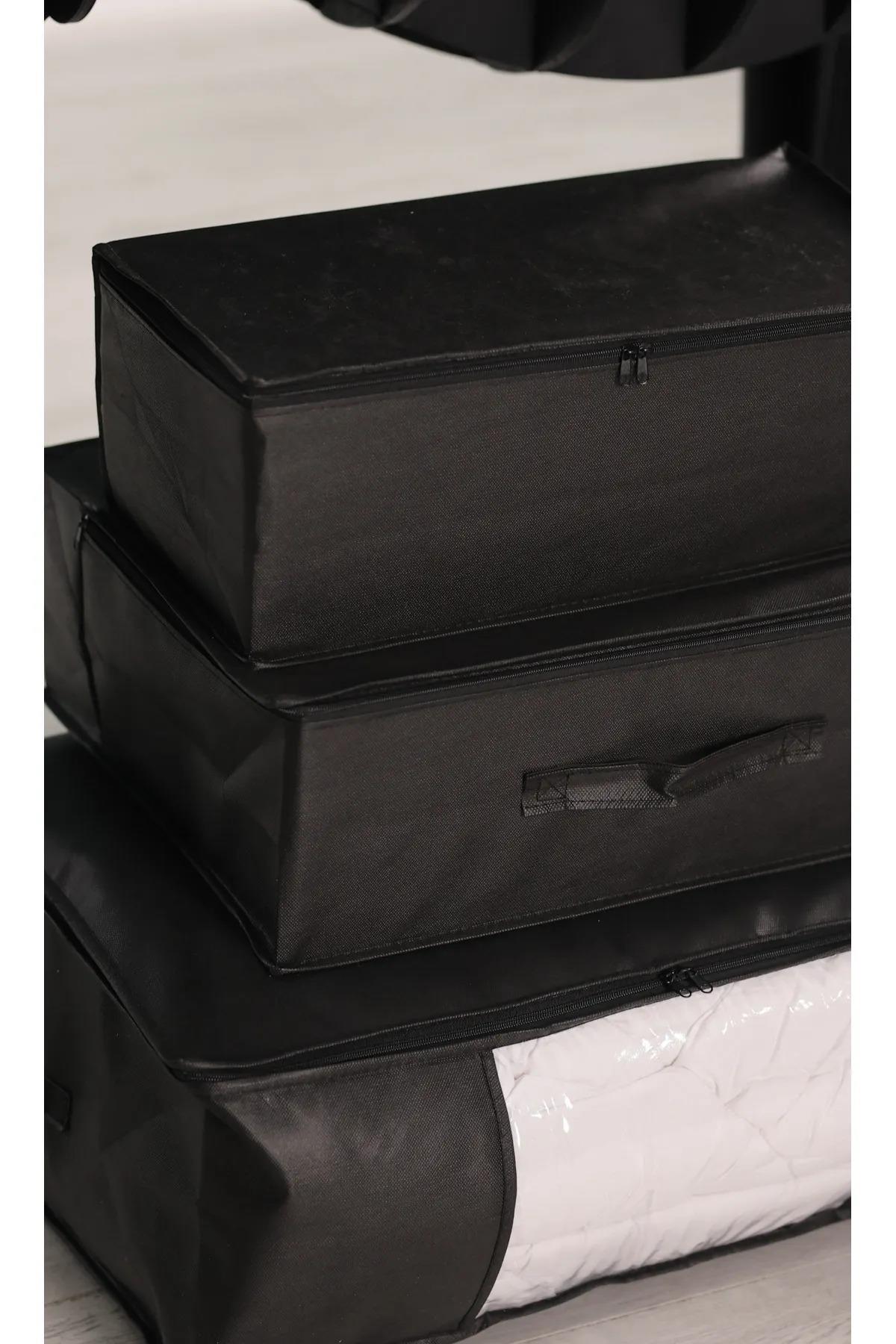 Vedsey53 x 44 x 21 Cm Baza Altı & Dolap İçi Organizer, Yorgan & Yastık Düzenleyici Hurç Siyah