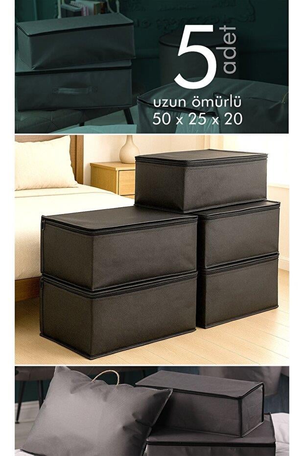 Vedsey Home Organizer5'li Set Baza Altı Düzenleyici Küçük Boy Hurç Antrasit Gri 50x25x20 Cm