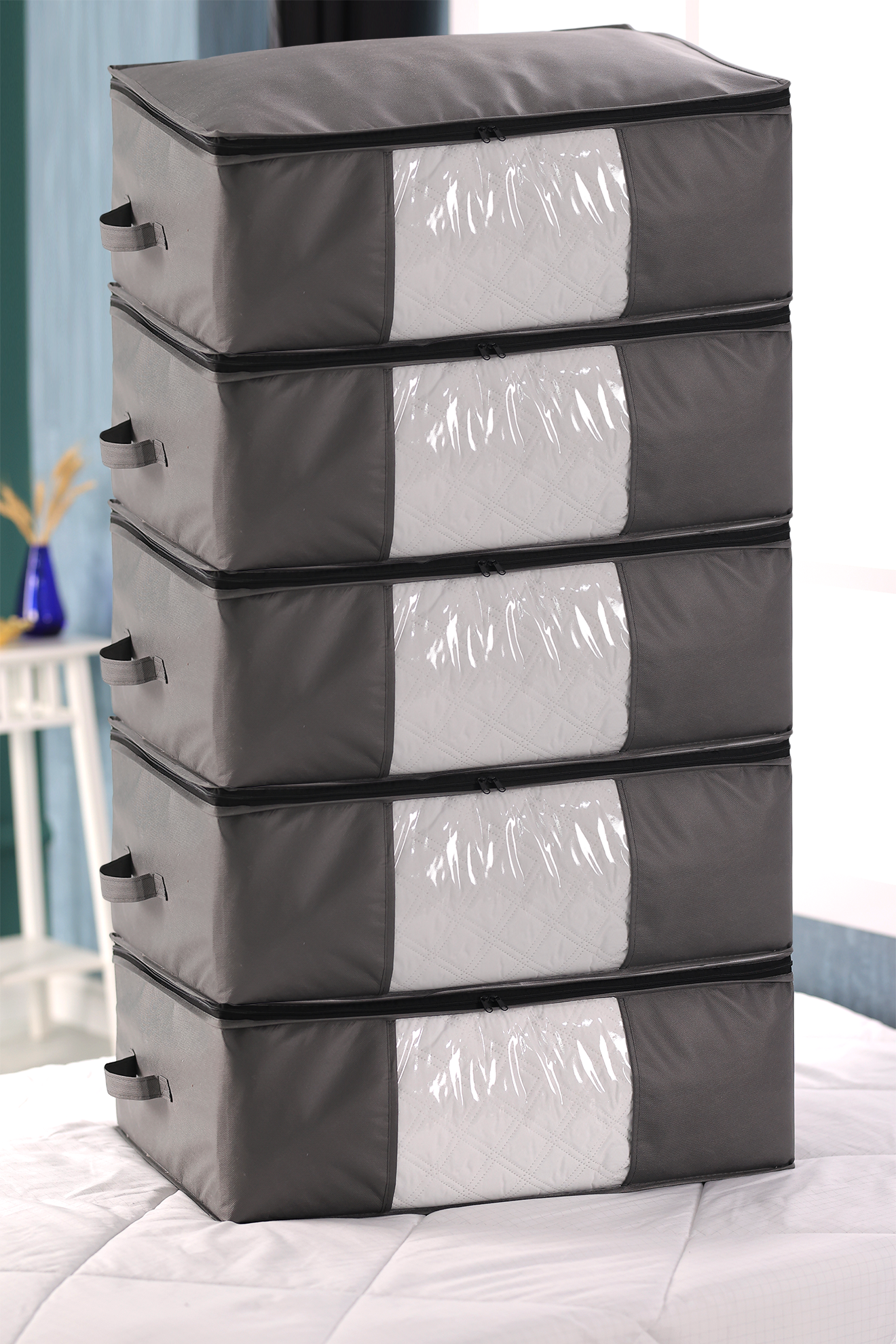 Vedsey Home Organizer5'li Set Baza Altı Düzenleyici Pencereli Büyük Boy Hurç Siyah 70x50x25 Cm