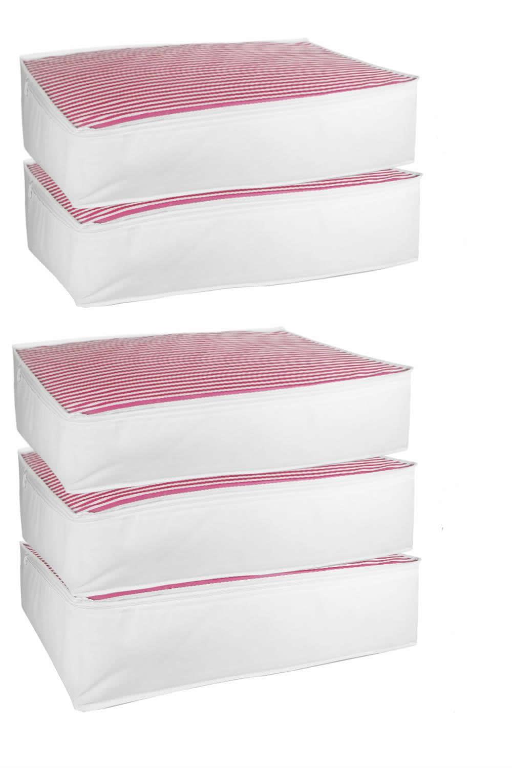 Vedsey Home Organizer5'li Set Baza Altı Düzenleyici Pencereli Büyük Boy Hurç Pembe Çizgili 70x50x25 Cm