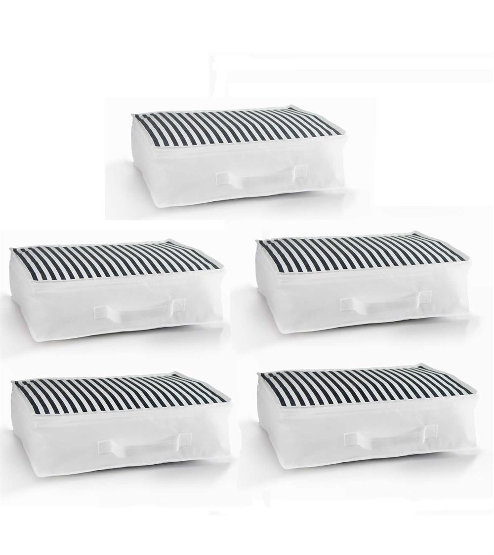 Vedsey Home Organizer5'li Set Düzenleyici Yorgan Hurcu Lacivert Çizgili 53x44x20