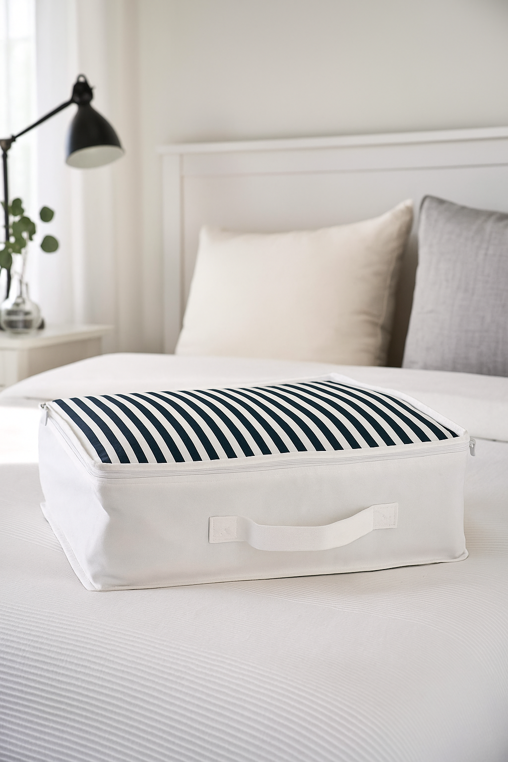 Vedsey Home OrganizerDüzenleyici Yorgan Hurcu Lacivert Çizgili 53x44x20