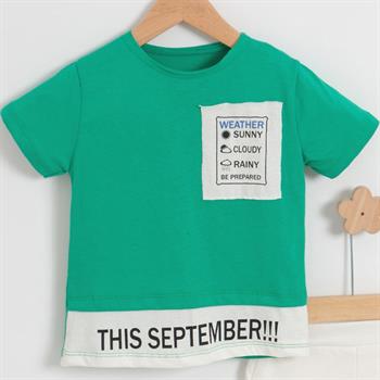 Erkek Bebek Rahat Pamuklu Tişört Cepli Şort Yeşil Alt Üst Takım