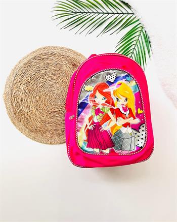 Kız Çocuk Fermuarlı Çizgi Karakter Baskılı Pembe Okul Çantası - Sırt Çantası