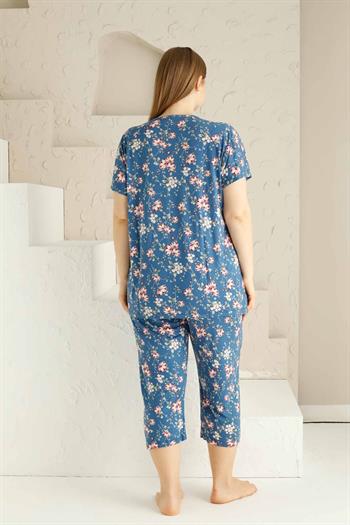 Bahar Dalı İndigo BATTAL Bermuda Bayan Pijama Takımı 2735BB