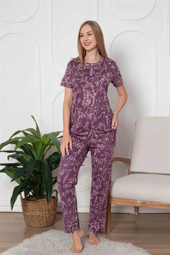 Çiçek Desenli Penye Bayan Pijama Takımı 2766KY