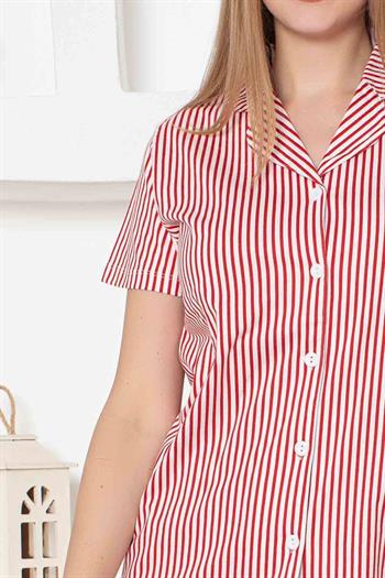 Çizgili Kısa Kollu Gömlek Pijama Takımı 2791KY