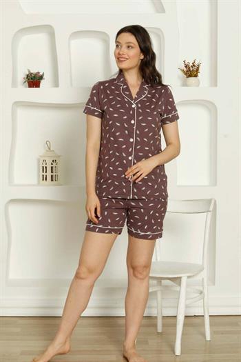 Gül Kurusu Boydan Düğmeli Şort Takım 2732ŞT