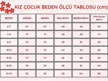 Kışlık Kız Çocuk Pijaması - Kırmızı Renk İki İplik Baskılı 5171UKL