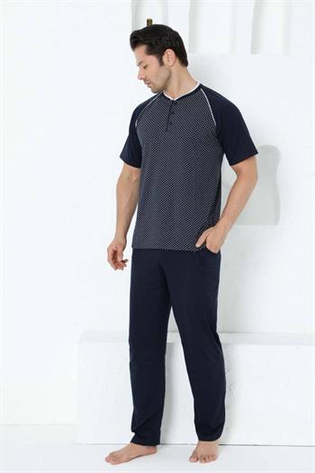 Lacivert Kısa Kollu Erkek Pijama Takımı 1200KY