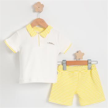 Erkek Bebek Çizgili Örme Yazlık Şortlu Takım