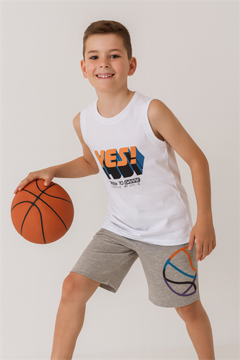 Erkek Çocuk Yes Yazılı Şortlu Takım