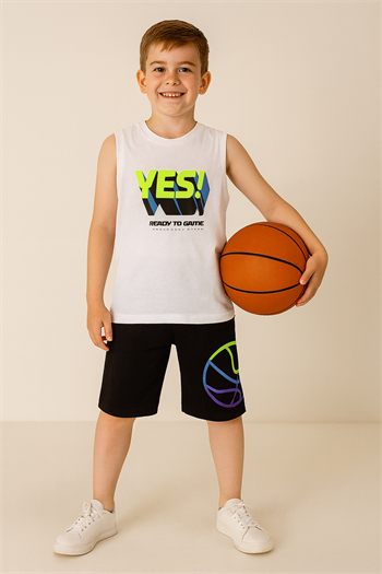 Erkek Çocuk Yes Yazılı Şortlu Takım