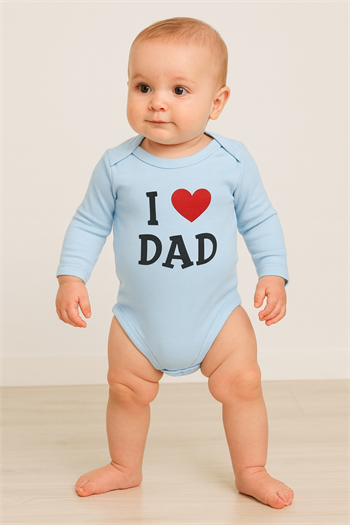 I Dad Baskılı Çıtçıtlı Bebek Zıbın