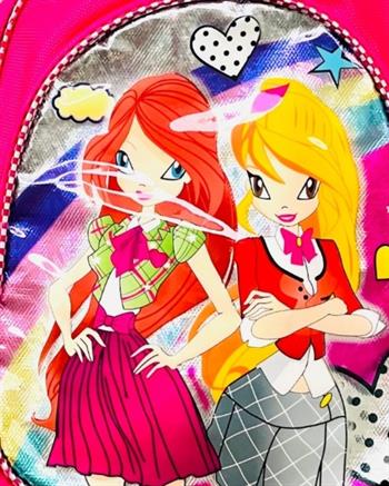 Kız Çocuk Fermuarlı Çizgi Karakter Baskılı Pembe Okul Çantası - Sırt Çantası