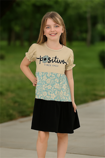 Çiçek Baskılı Kız Çocuk Yazlık Elbise