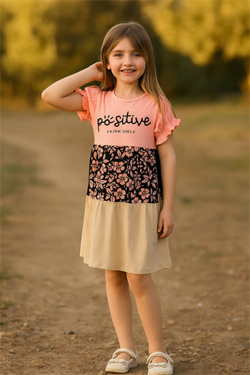 Çiçek Baskılı Kız Çocuk Yazlık Elbise
