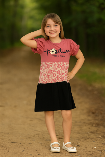 Çiçek Baskılı Kız Çocuk Yazlık Elbise