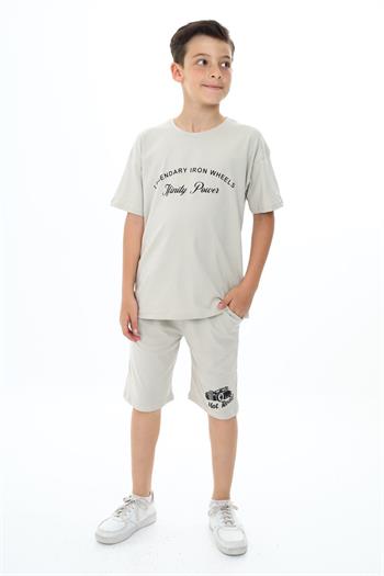 Erkek Çocuk Arabalı Yazı Baskılı Şortlu Takım