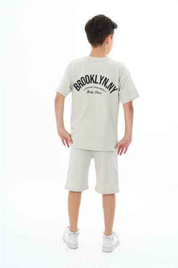 Erkek Çocuk Arabalı Yazı Baskılı Şortlu Takım