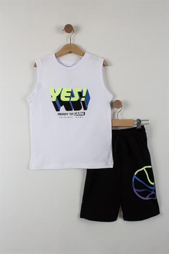 Erkek Çocuk Yes Yazılı Şortlu Takım