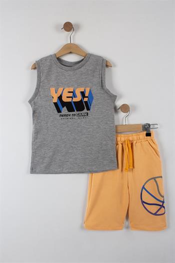 Erkek Çocuk Yes Yazılı Şortlu Takım
