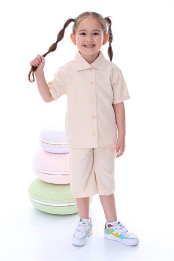 Kız Çocuk Desenli Gömlekli Takım