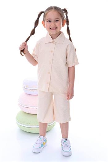 Kız Çocuk Desenli Gömlekli Takım