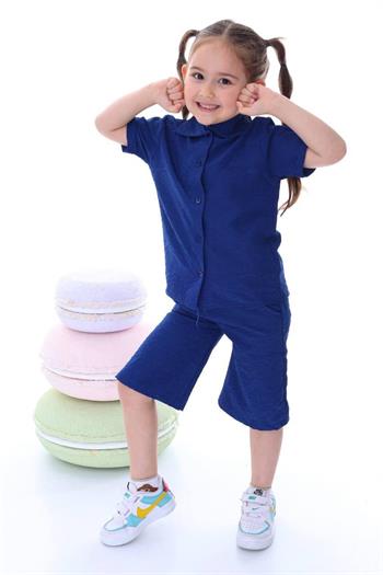 Kız Çocuk Desenli Gömlekli Takım