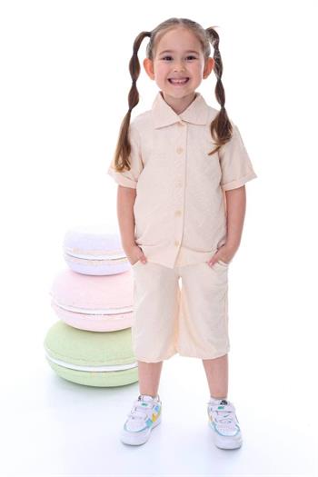 Kız Çocuk Desenli Gömlekli Takım