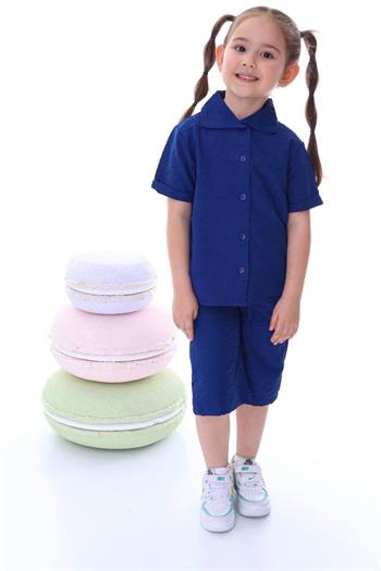 Kız Çocuk Desenli Gömlekli Takım