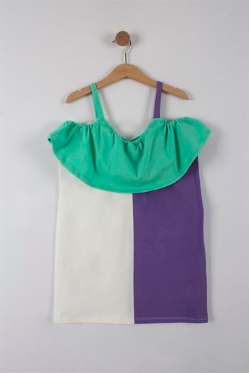 Kız Çocuk Renkli Askılı Elbise