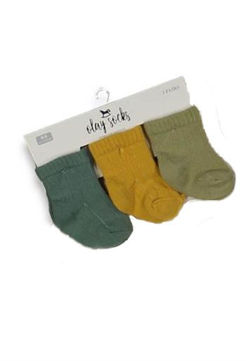 Erkek Bebek 0-6 Ay 3lü Newborn Çorap Seti (Yeşil, Hardal, Haki)