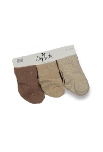 Erkek Bebek 0-6 Ay 3lü Newborn Çorap Seti (Kahverengi, Bej, Krem)