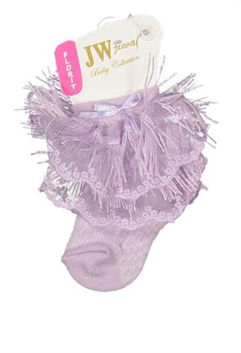 Kız Bebek Fırfırlı Dantel Detaylı Çorap (Lila) – 0/6 Ay