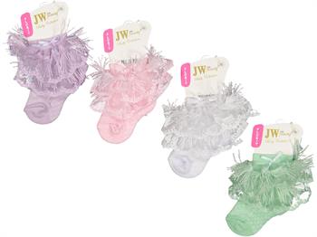 Kız Bebek Fırfırlı Dantel Detaylı Çorap (Pembe) – 0/6 Ay