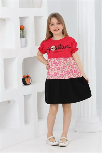 Çiçek Baskılı Kız Çocuk Yazlık Elbise