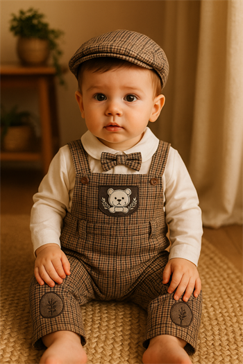 Ayıcık İşlemeli Gömlekli Bebek Takım