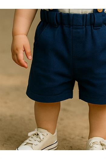 Erkek Bebek Çizgili Gömlekli Papyonlu Salopet