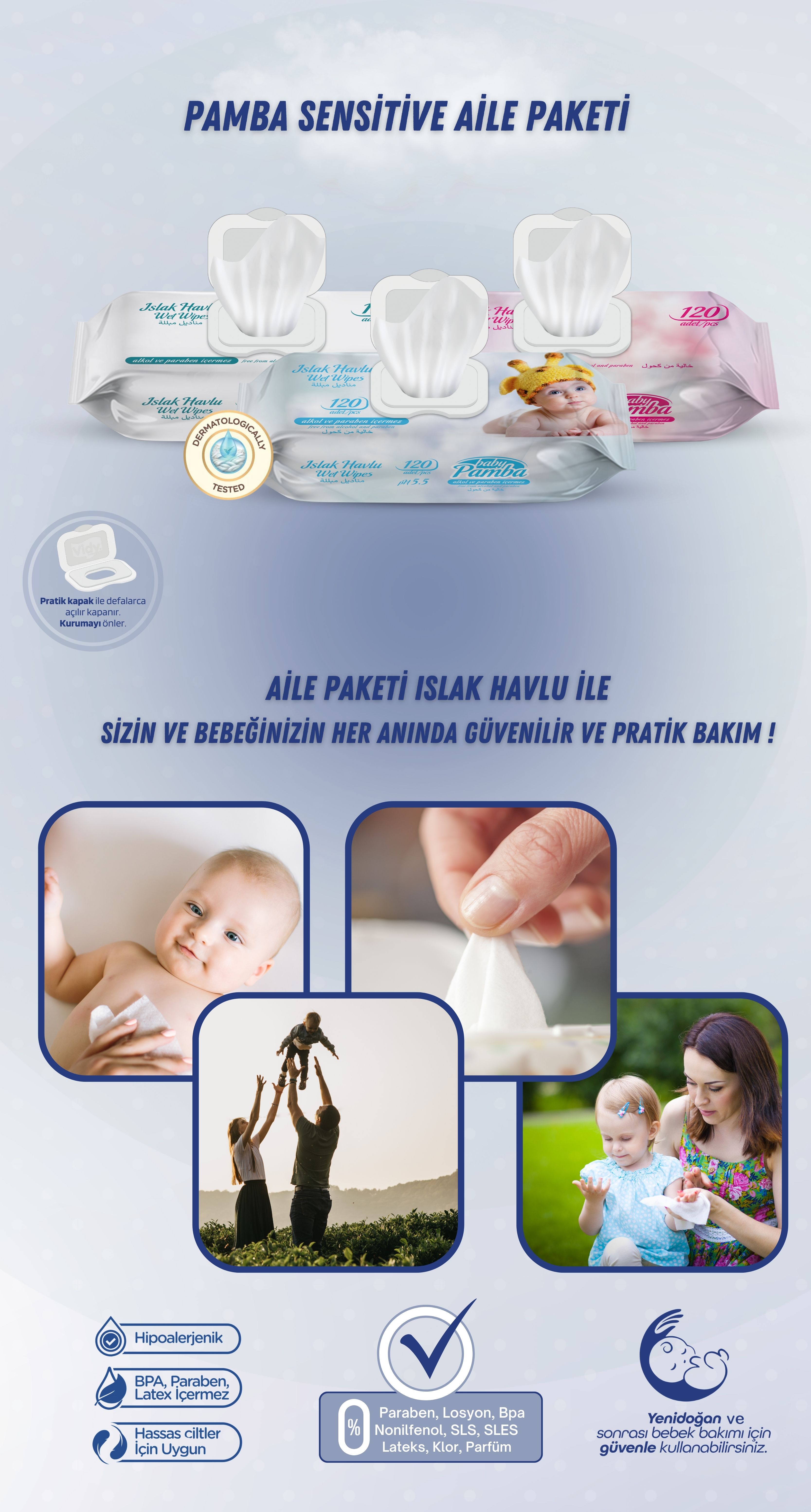 Aile paketi ıslak havlu 24 lü paket