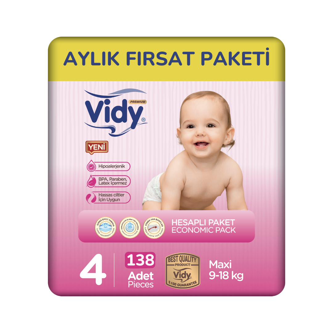 Aylık Fırsat Paketi Cırtlı Bebek Bezi 9-18 Kg 4 Beden