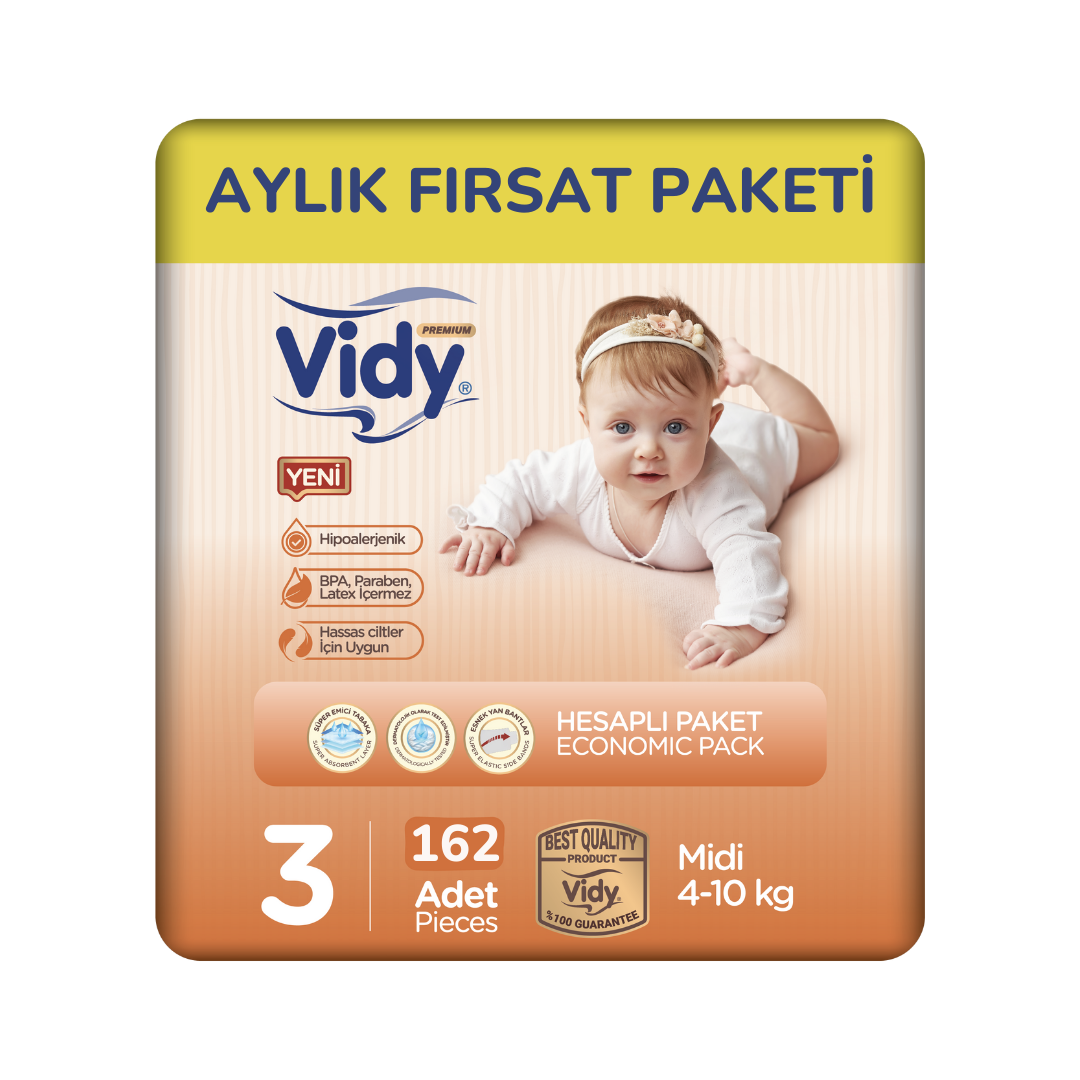 Aylık Fırsat Paketi Cırtlı Bebek Bezi 4-10 Kg 3 Beden