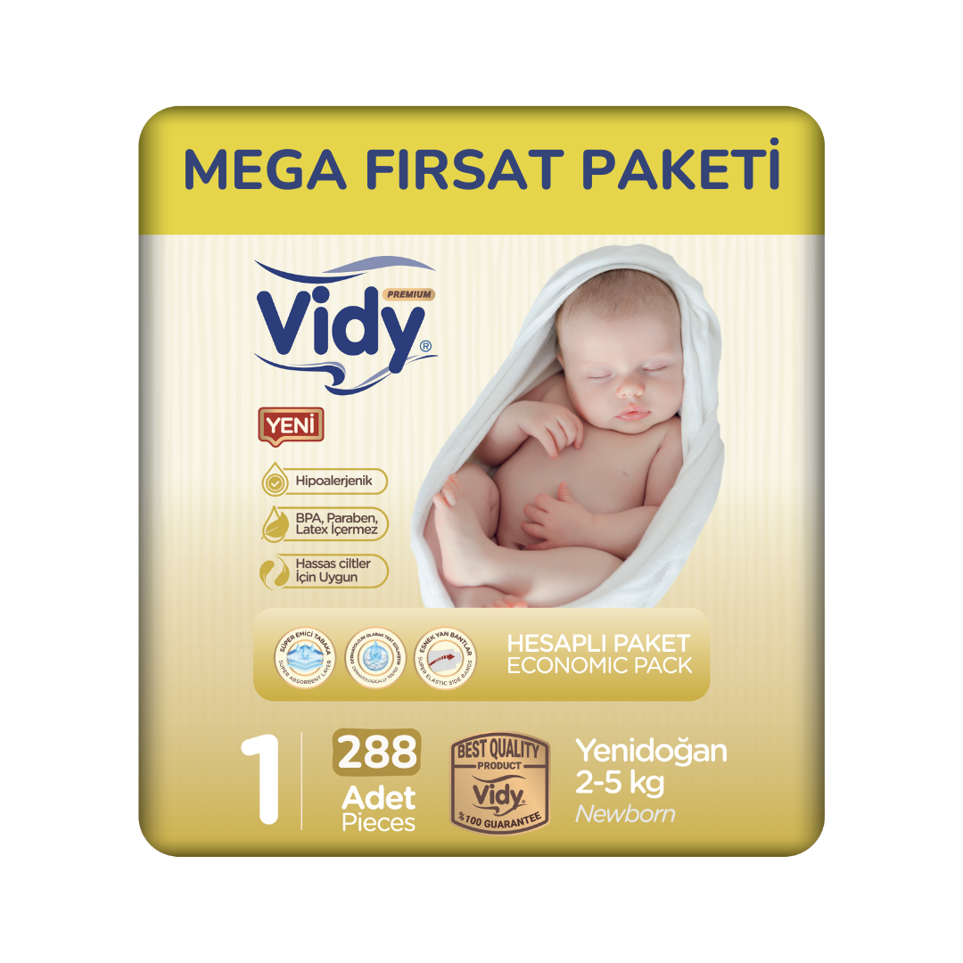 Vidy Bebek Bezi Yeni Doğan 2-5 Kg 1 Beden 288 Adet