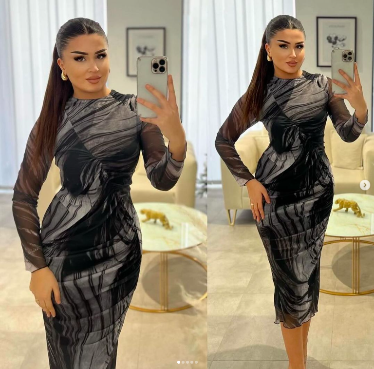 Siyah önü drapeli bisiklet yaka tül elbise