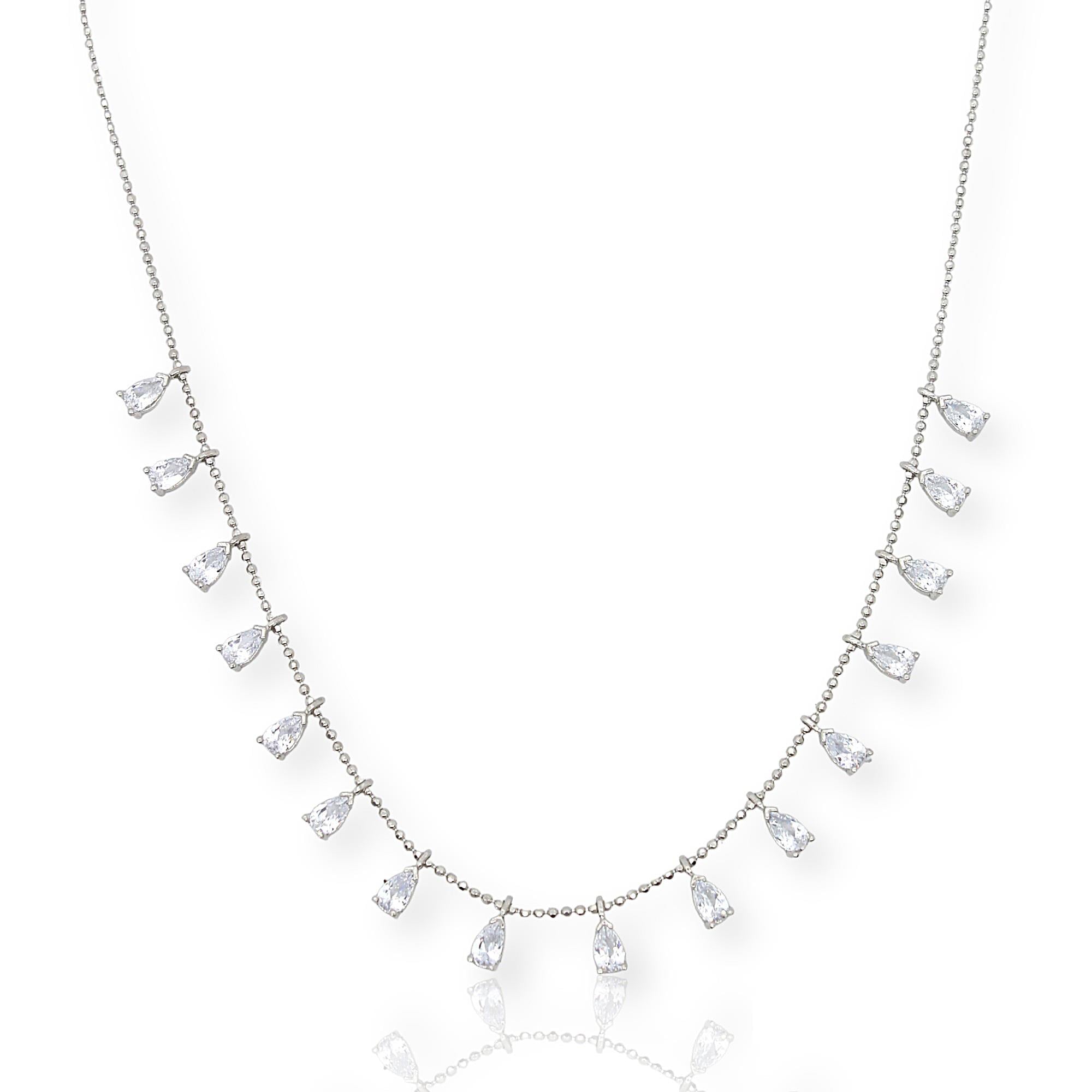 Beyaz Damla Taşlı Kolye