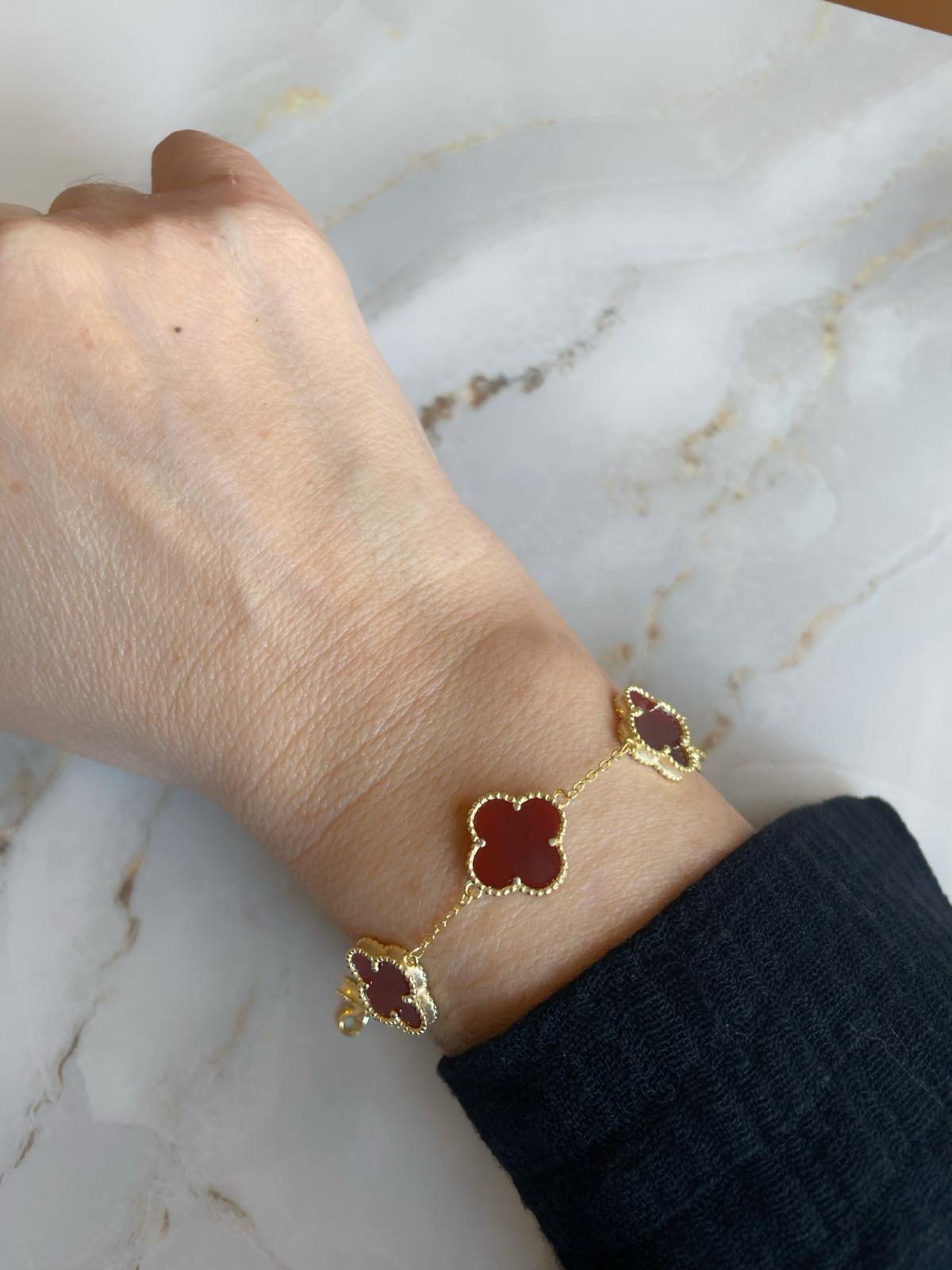 Bordo Yonca Bileklik